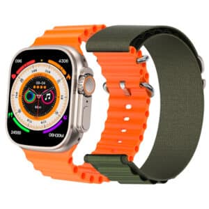 Reloj Inteligente Smartwatch Grow Home GR 29 Ultra + Gold - Malla Ocean Naranja + Malla Deportiva Verde