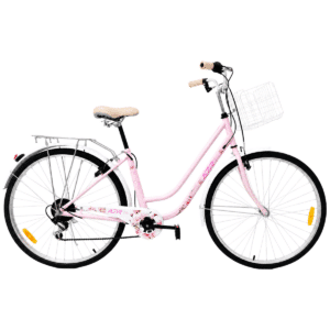 Bicicleta Vita rosa sobre fondo blanco
