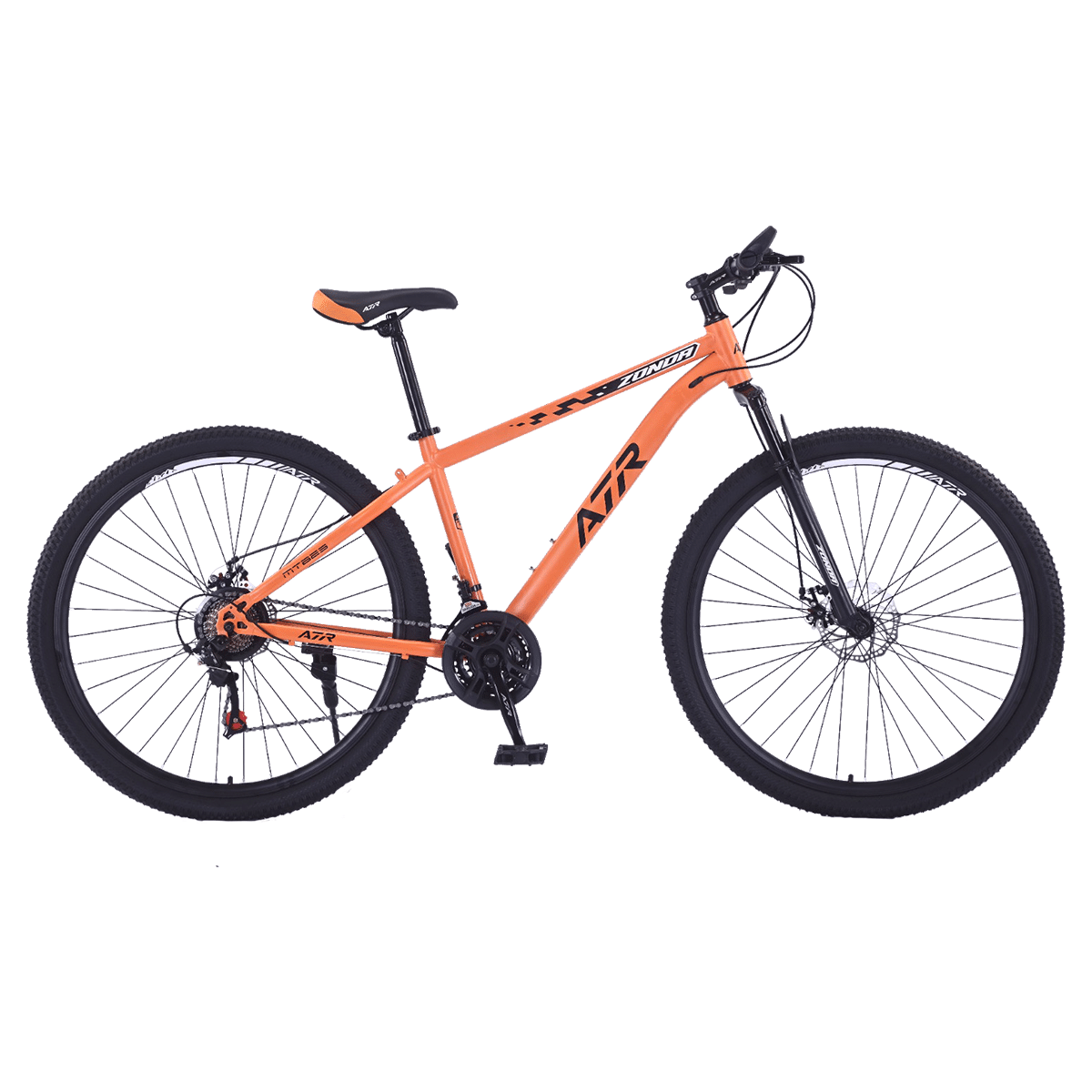 Bicicleta Zonda naranja de lateral sobre fondo blanco